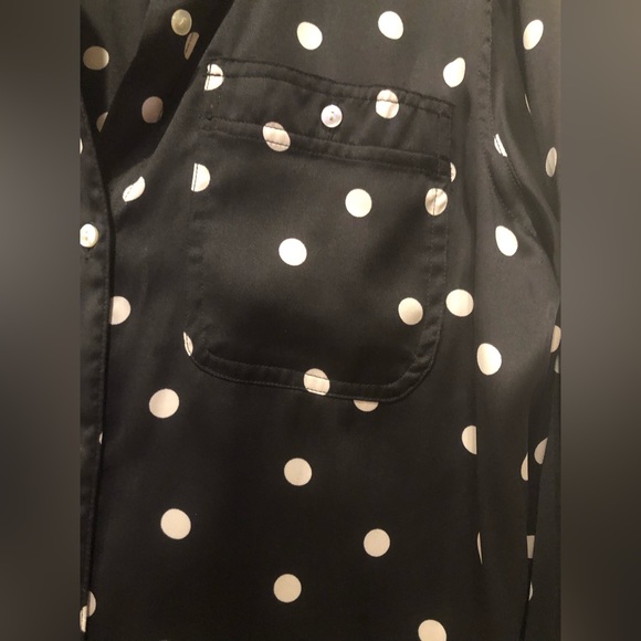 Chaps Silky Blouse-Black with Tan Polkadots - Picture 4 of 5